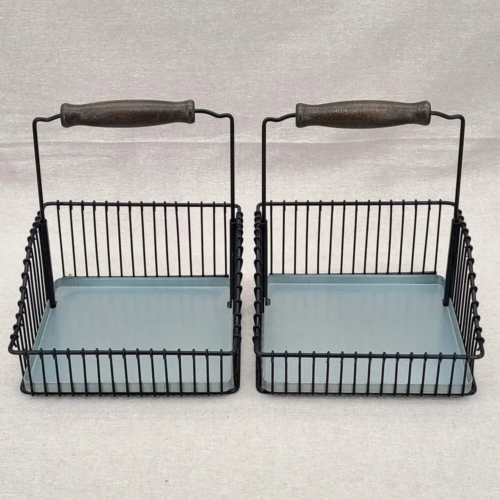 2 x IKEA Fintorp Black Wire Hanging Basket Carina Bengs, For Rail System 7.75”